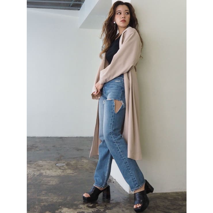 クーポン】【セール 60%OFF】コットンリネンワイドデニムパンツ