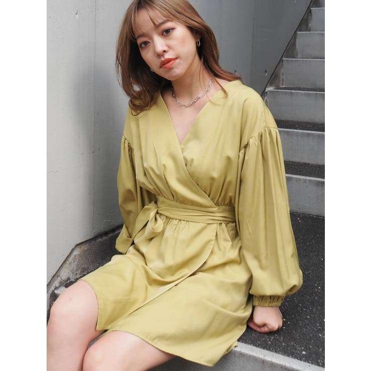 ボリュームスリーブカシュクールワンピース 品番 Mksw Evris エブリス のレディースファッション通販 Shoplist ショップリスト