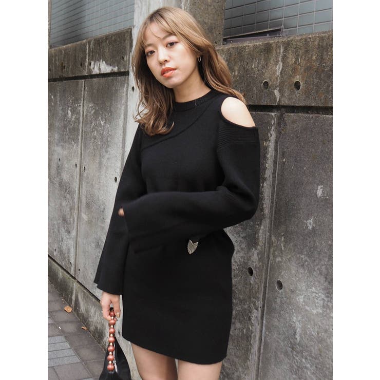 Mix Ribオープンショルダーニットワンピース 品番 Mksw Evris エブリス のレディースファッション通販 Shoplist ショップリスト