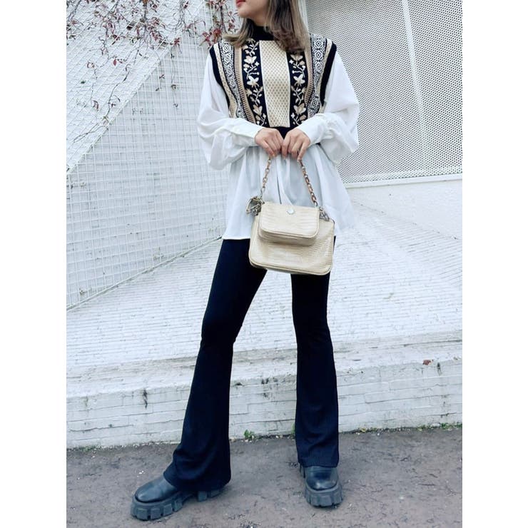 リブフレアレギンスパンツ | EVRIS | 詳細画像3 