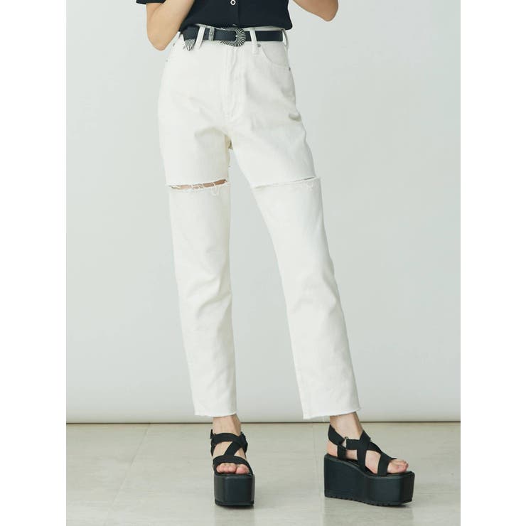 THIGHクラッシュストレートデニムパンツ[品番：MKSW0036142