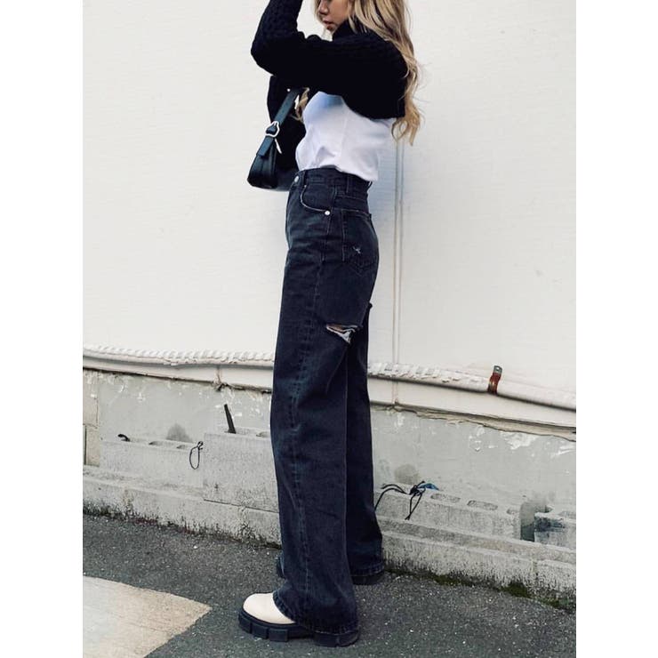 BACKスラッシュワイドデニムパンツ[品番：MKSW0038994]｜EVRIS