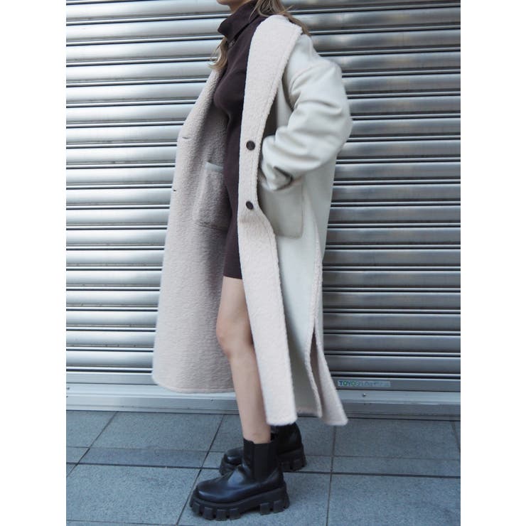 リバーシブルボアロングコート[品番：MKSW0040266]｜EVRIS（エブリス