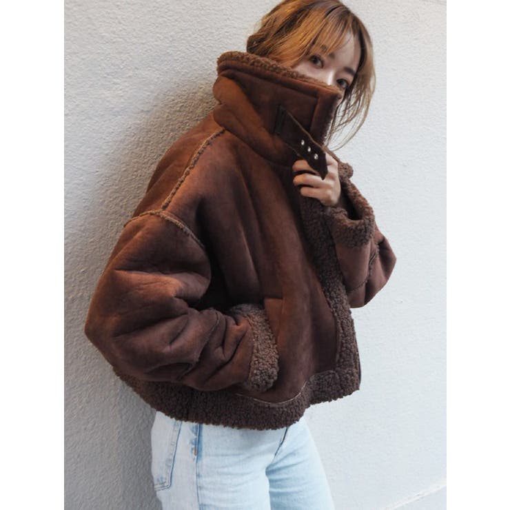 フェイクムートンクロップドブルゾン[品番：MKSW0041631]｜EVRIS