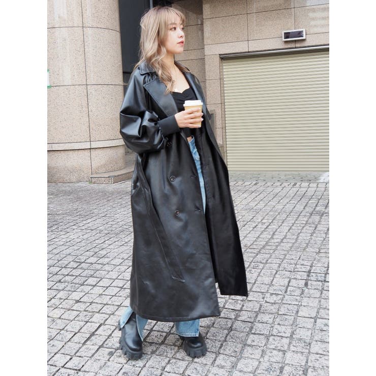 aere エコレザーコート　ブラック 並行輸入品】Smart Range フルレングスレザーコート メンズ