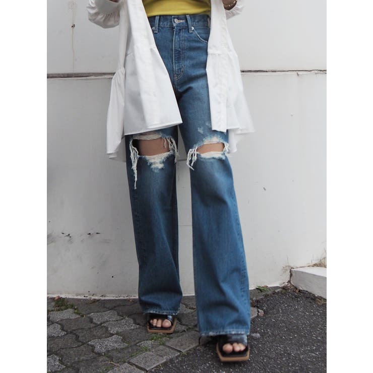ダメージワイドデニムパンツ 品番 Mksw Evris エブリス のレディースファッション通販 Shoplist ショップリスト