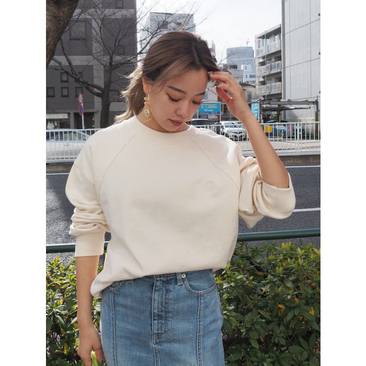 ラグランワンポイント刺繍スウェットプルオーバー MONO-MART