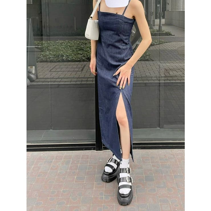 キャミタイトロングデニムワンピース 品番 Mksw Evris エブリス のレディースファッション通販 毎日送料無料 Shoplist ショップリスト