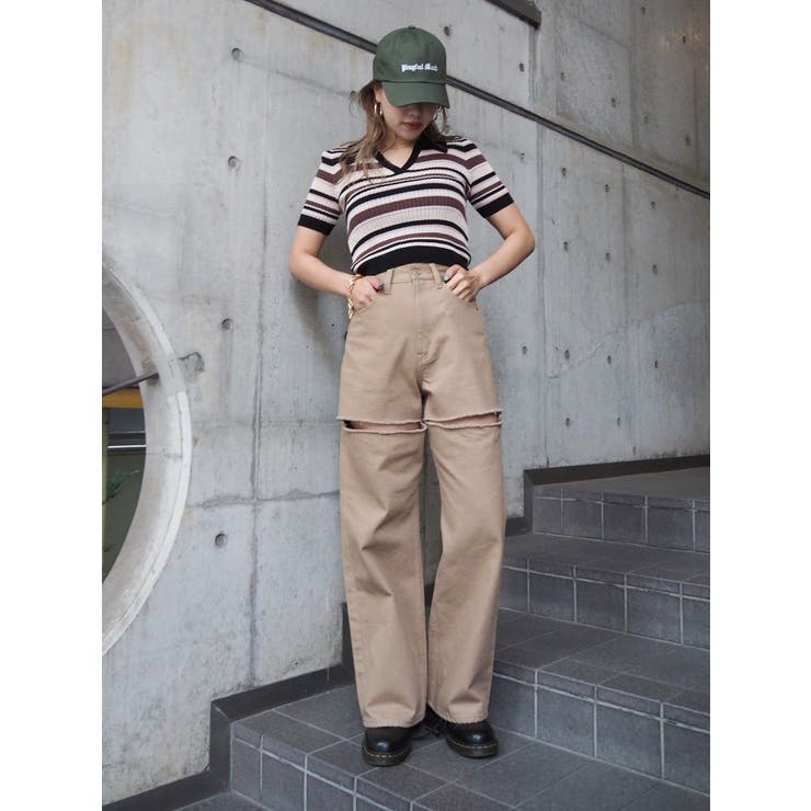 EVRIS チェーンスラッシュワイドパンツ EVRIS（エヴリス）の「チェーンスラッシュワイドデニムパンツ