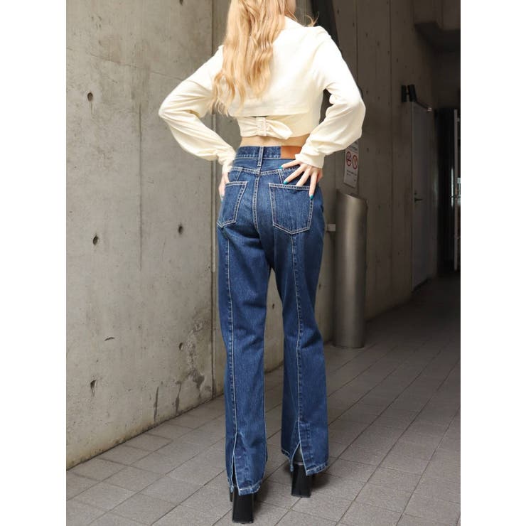 バックオープンリブショートTシャツ[品番：MKSW0057703]｜EVRIS