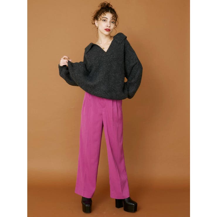 PAROSH 25SS パンツ マルチカラー タックストレートカラーパンツ[品番：MKSW0047540]｜EVRIS