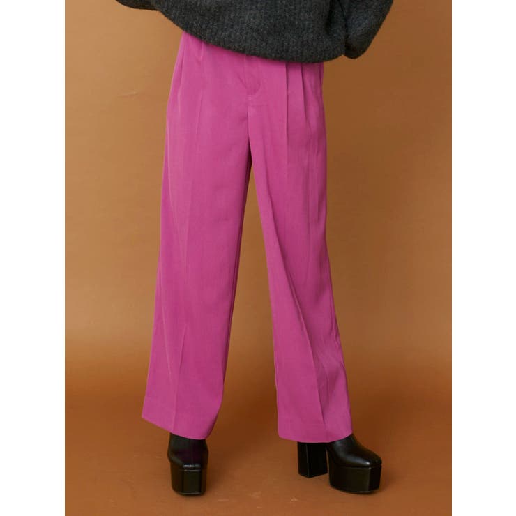 パープル | タックストレートカラーパンツ | EVRIS