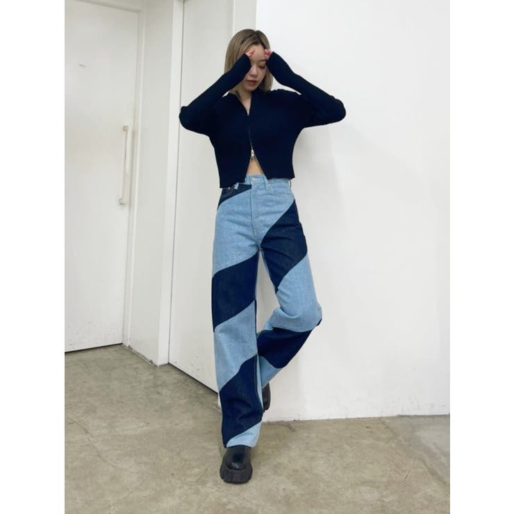 【高価値】 スパイラルリメイクセミワイドデニムパンツ[品番：MKSW0048089 パンツ