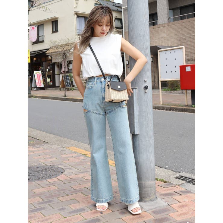 EVRIS サイドスラッシュフレアデニムパンツ ジーンズ デニム サイドスラッシュフレアデニムパンツ[品番：MKSW0047835]｜EVRIS
