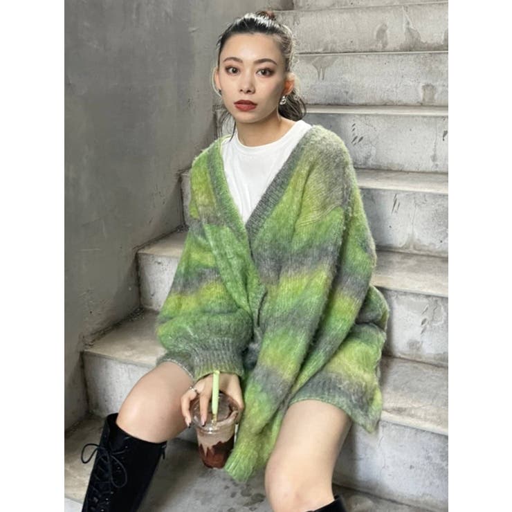 期間限定値下げ！bedsidedrama グラデーションニットカーディガン グラデーションニットカーディガン[品番：MKSW0046159]｜EVRIS