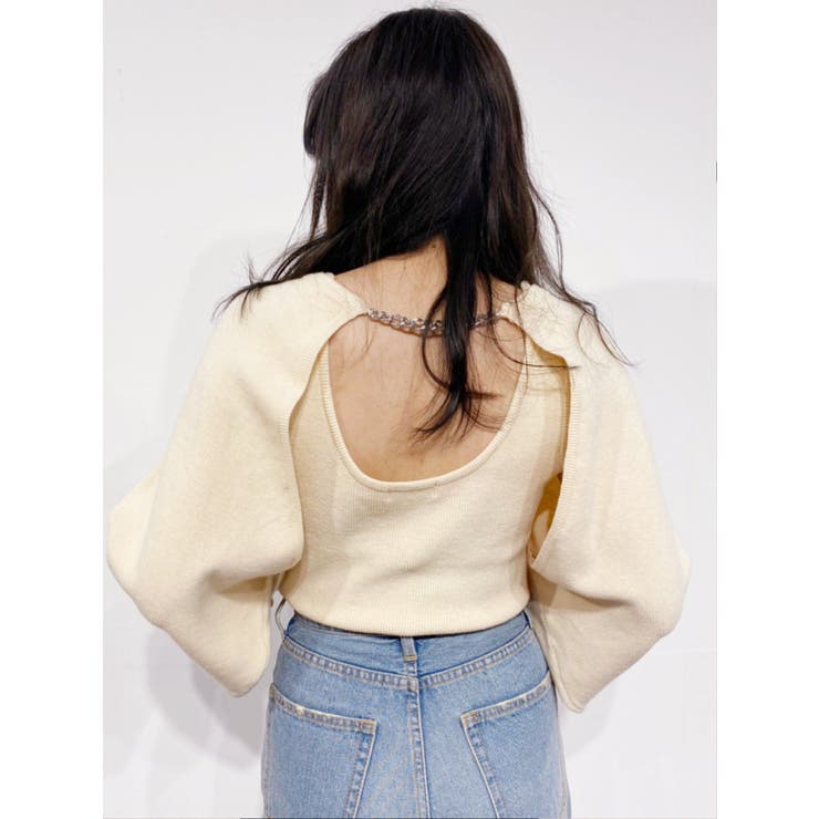 EVRIS - Evris チェーンモチーフレイヤードニットトップス  完売品 チェーンモチーフレイヤードニットトップス[品番：MKSW0050549