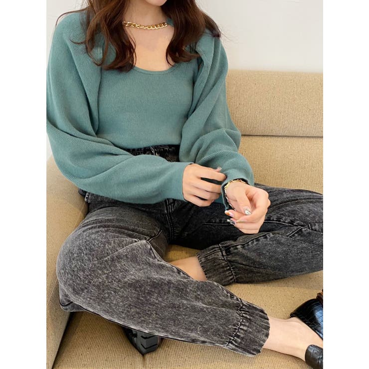 EVRIS - Evris チェーンモチーフレイヤードニットトップス  完売品 チェーンモチーフレイヤードニットトップス[品番：MKSW0050549