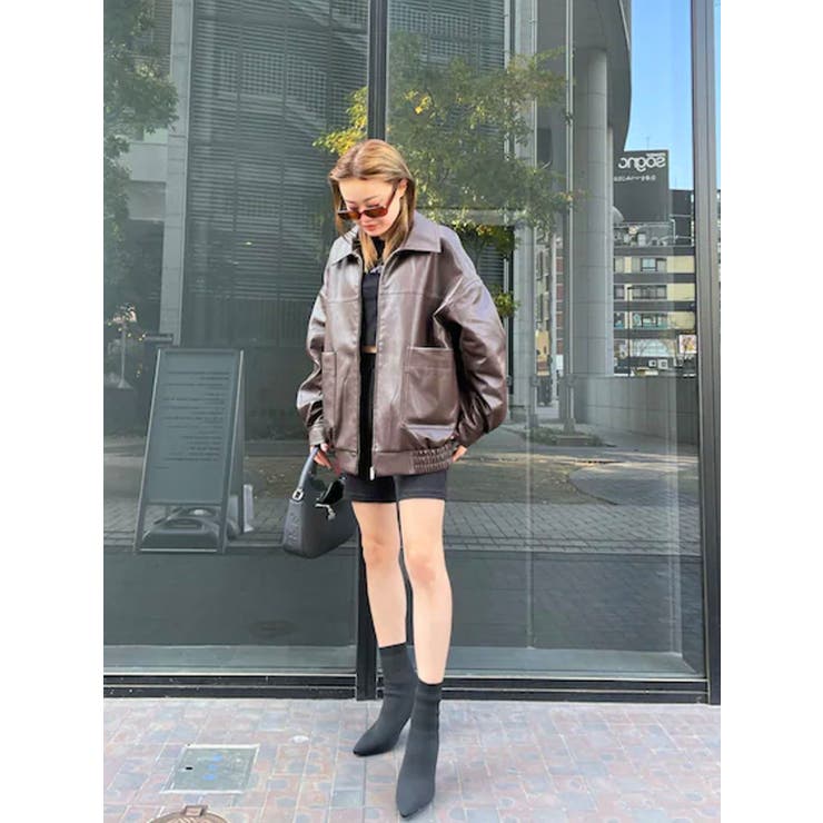 オーバーサイズフェイクレザーブルゾン[品番：MKSW0047661