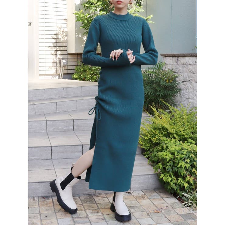 ドロストスリットロングニットワンピース[品番：MKSW0048981]｜EVRIS