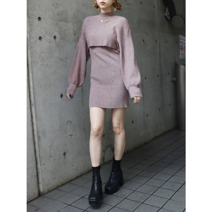 レイヤードニットミニワンピース[品番：MKSW0047969]｜EVRIS