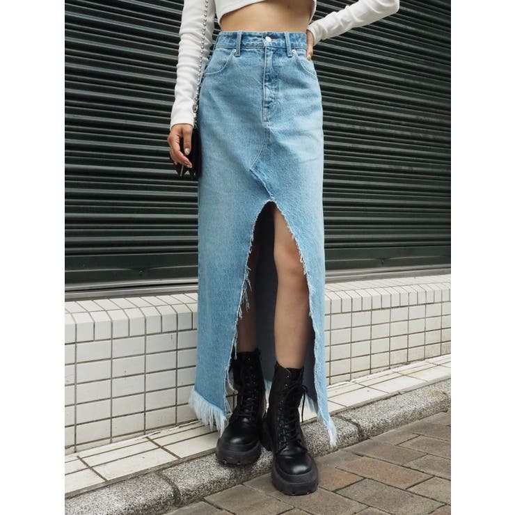 アイスブルー | スリットロングデニムスカート | EVRIS