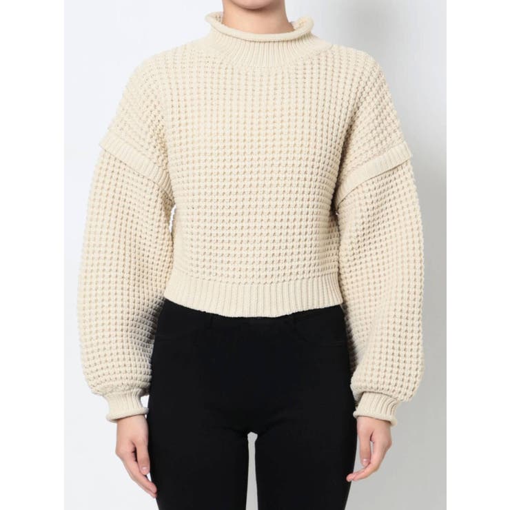 ワッフルハイネックニットトップス[品番：MKSW0048357]｜EVRIS