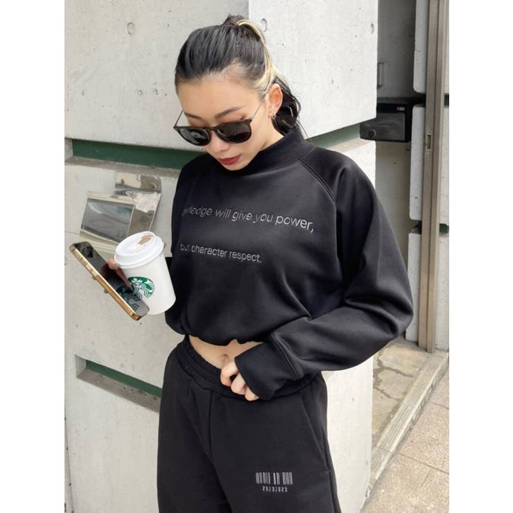 ハイネッククロップドスウェットトップス【セットアップ着用可能