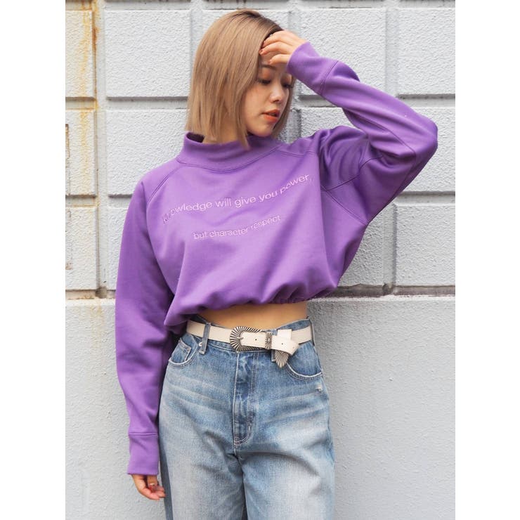 ハイネッククロップドスウェットトップス【セットアップ着用可能