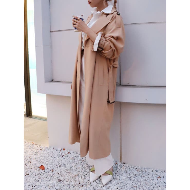 予約商品] WOOL GABARDINE OVERSIZED MAXI TRENCH COAT | ウール