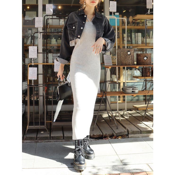 カーディガンセット】アンサンブルロングニットワンピース[品番