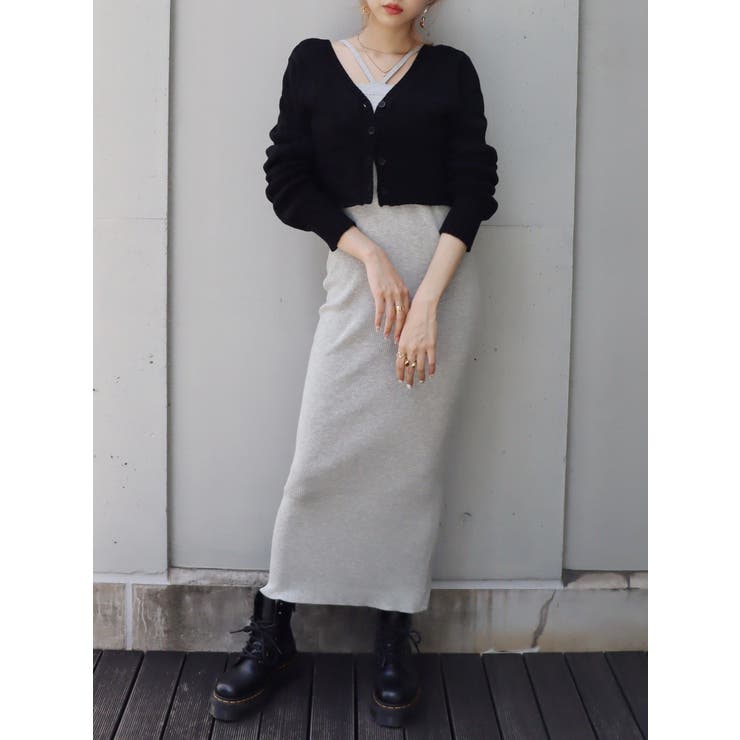 カーディガンセット】アンサンブルロングニットワンピース[品番