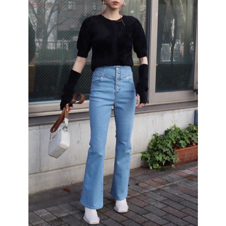 フロントボタンストレッチフレアパンツ[品番：MKSW0049576]｜EVRIS