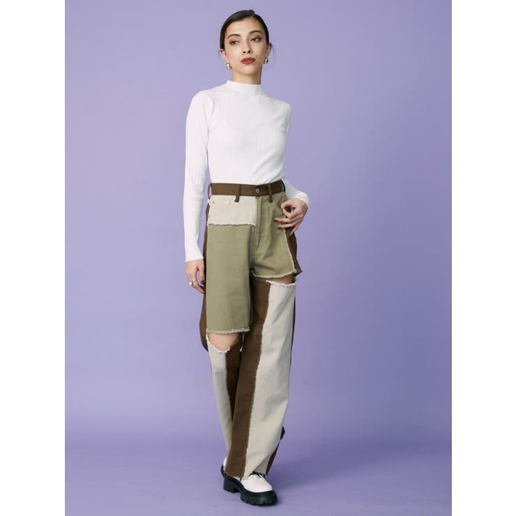 パッチワークスラッシュワイドパンツ[品番：MKSW0048799]｜EVRIS  