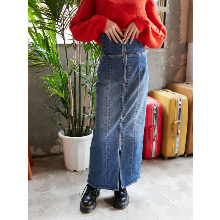 フロントジップデニムミディスカート | EVRIS | 詳細画像14 