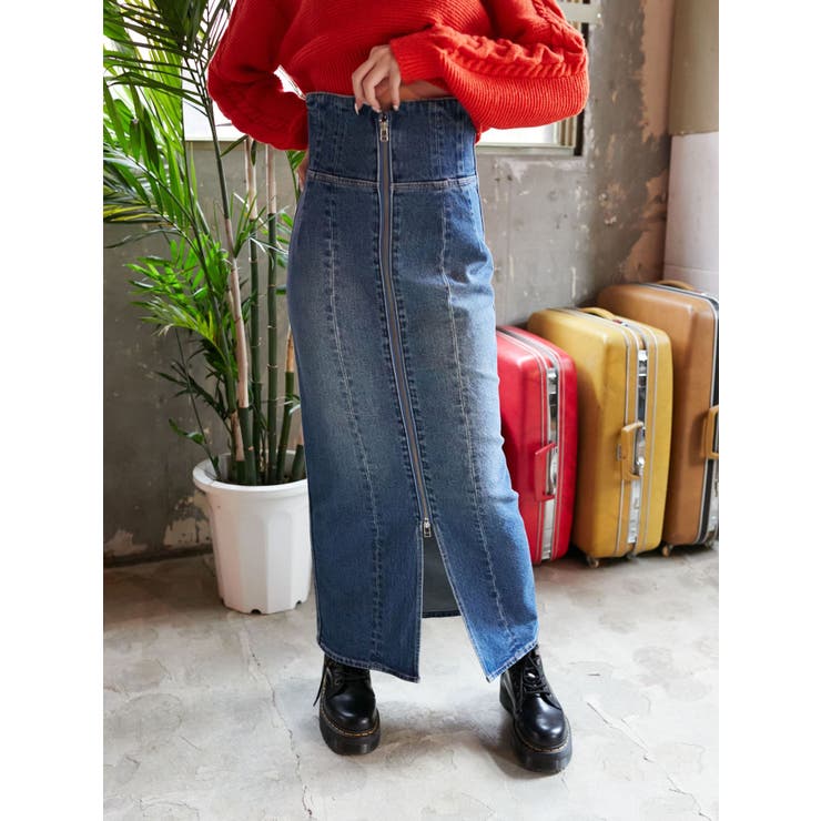 フロントジップデニムミディスカート | EVRIS | 詳細画像15 