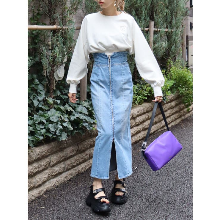 フロントジップデニムミディスカート | EVRIS | 詳細画像26 