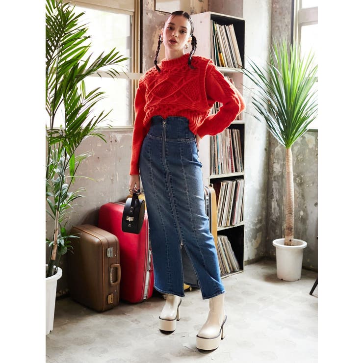 フロントジップデニムミディスカート | EVRIS | 詳細画像8 