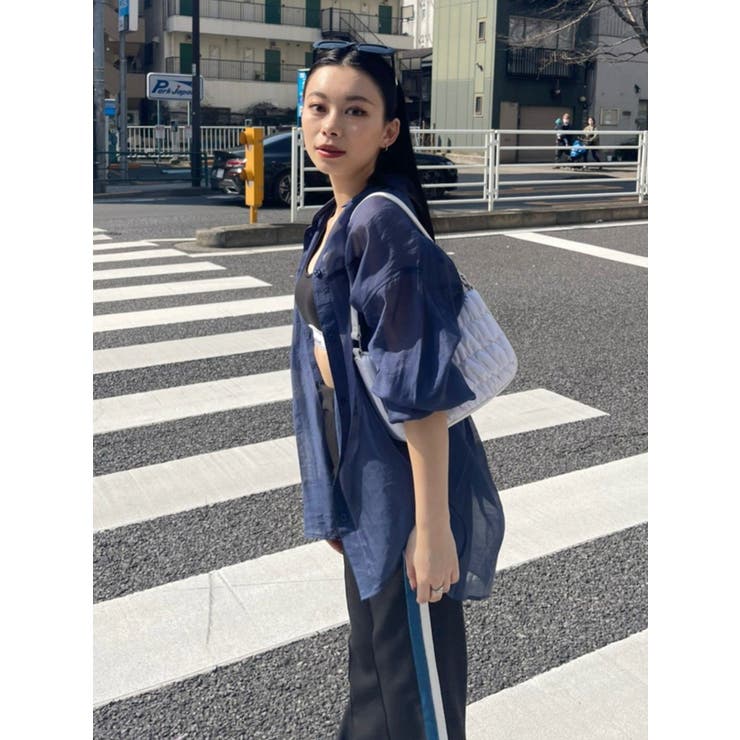 クールカレアン　シアー　ロングシャツ　変形デザイン　ブラック　タグ付き クールカレアン シアー ロングシャツ 変形デザイン ブラック
