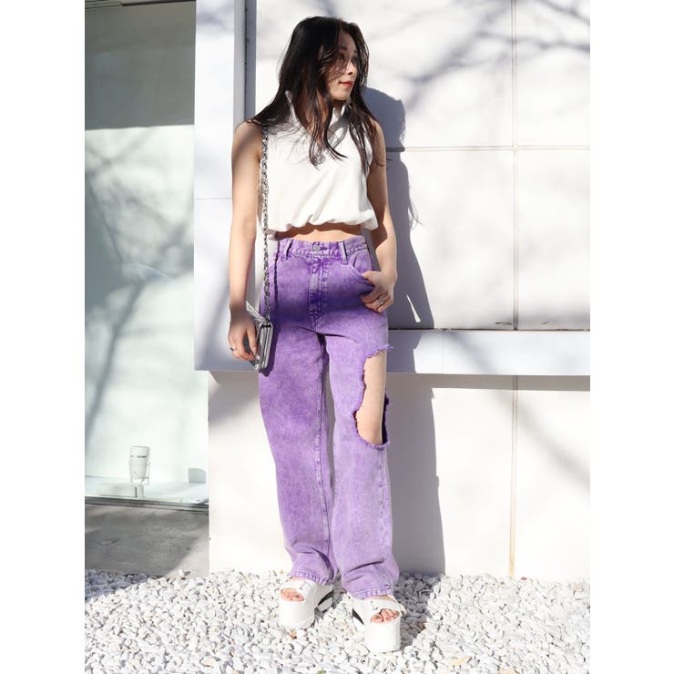 ユーピーカラズデニムパンツ&リトルリリーティ　パープル LIGHTWEIGHT DENIM EASY PANTS – calif（カリフ）公式サイト