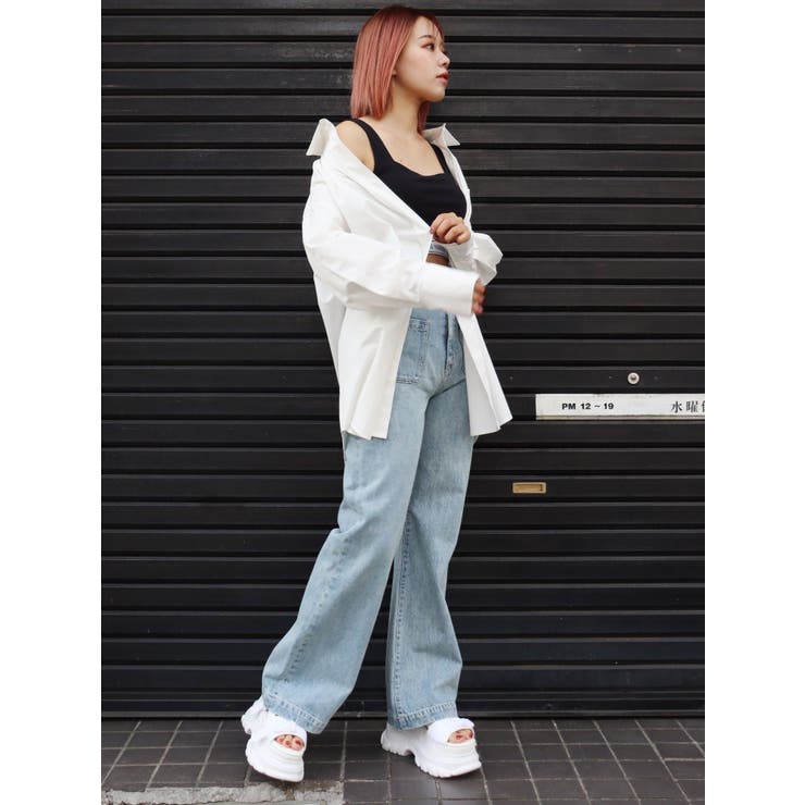 00s AZZURE W42 サイドライン ウォッシュ デニム バギーパンツ 00s AZZURE W42 サイドライン ウォッシュ デニム バギーパンツ