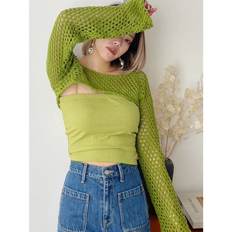 メッシュショートニットトップス[品番：MKSW0050428]｜EVRIS