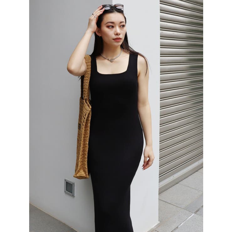 WEB限定】リブニットロングワンピース[品番：MKSW0051910