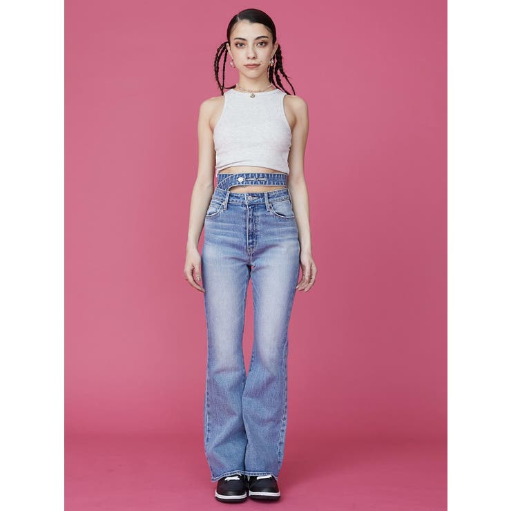 美品】EVISU ローライズ フレア デニム ピンク EVISU（デニム/ジーンズ