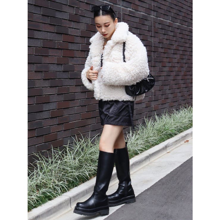 サテンカーゴポケットミニスカート【セットアップ着用可能】[品番