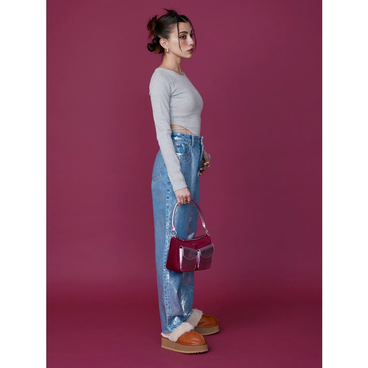 完売品　EVRIS グリッター　ストレートデニムパンツ 白　M 2024　美品 グリッターストレートデニムパンツ[品番：MKSW0054197]｜EVRIS