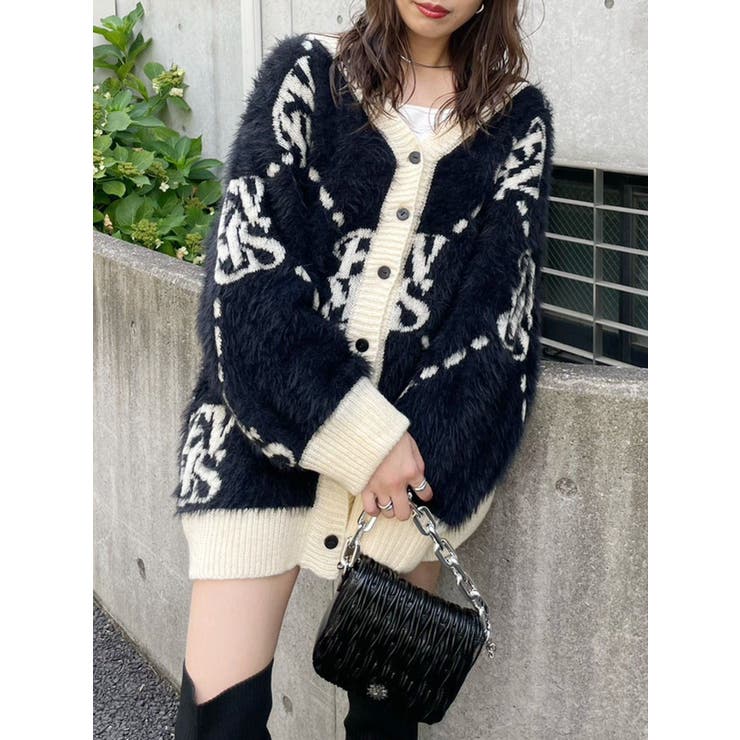 EVRIS - 新品【EVRIS】エブリス　リバーシブルニットカーディガン　ブラック　Ｆ リバーシブルニットカーディガン[品番：MKSW0052895]｜EVRIS