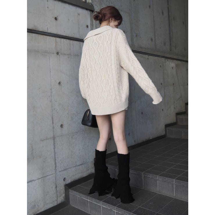 エヴリス EVRIS ケーブルSUNNYハーフジップニットトップス