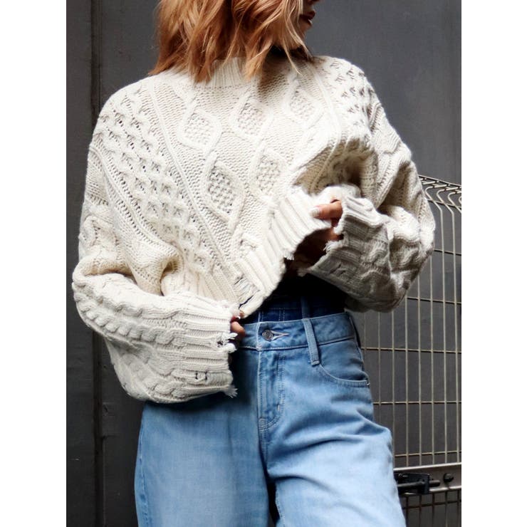 クラッシュケーブルニット[品番：MKSW0053235]｜EVRIS（エブリス）の