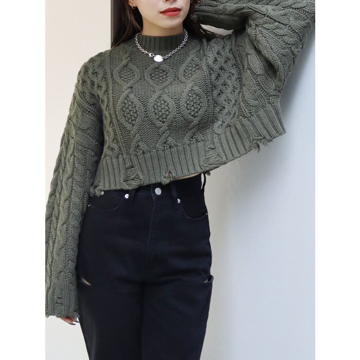 クラッシュケーブルニット[品番：MKSW0053235]｜EVRIS（エブリス）の