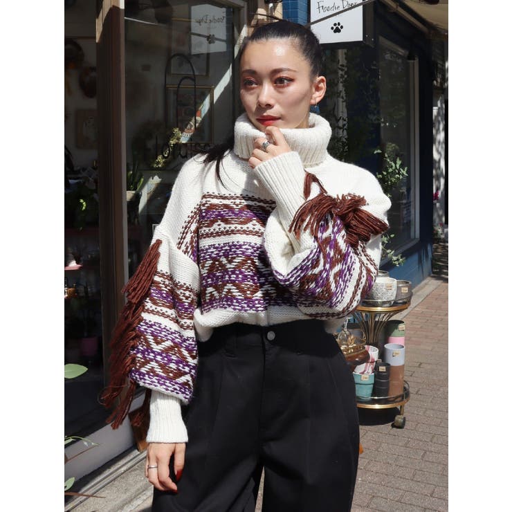 ジャガードフリンジニット[品番：MKSW0053681]｜EVRIS（エブリス）の